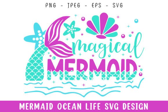 Magical Mermaid Ocean Life Design SVG