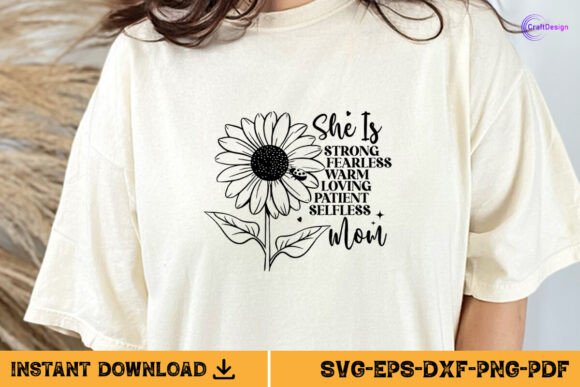 She is Strong Fearless Mom SVG Sunflower
